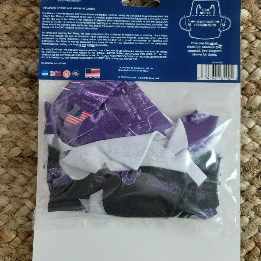 TCU Horned Frogs: WinCraft Adult Face Covering 3-Pack ~ Licensed ~ NEW